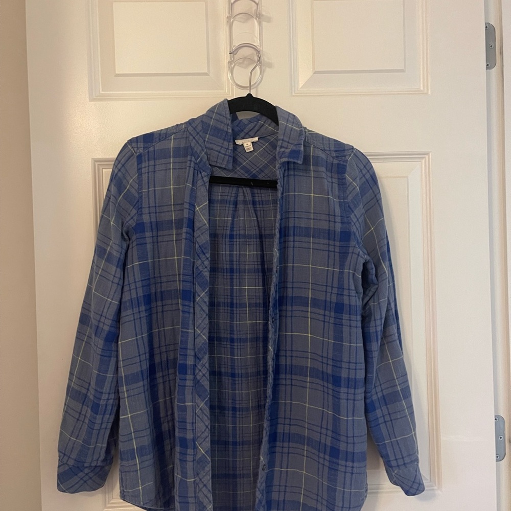 Blue Plaid Button-Up Shirt